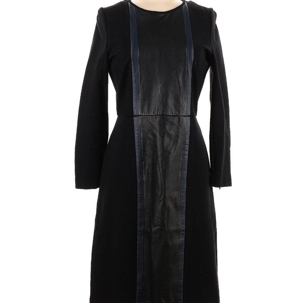 J.Crew Leather Panel Dress Black Size 8 ~ $228
